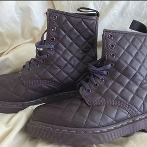 Dr Martens Coralie Quilted Eggplant Boots